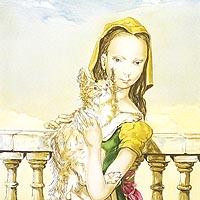 バルコニーの猫と少女